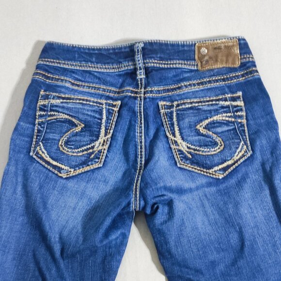 Silver Jeans women's size W27/L31 indigo blue Suki Super stretch Mid slim Boot - Picture 4 of 16